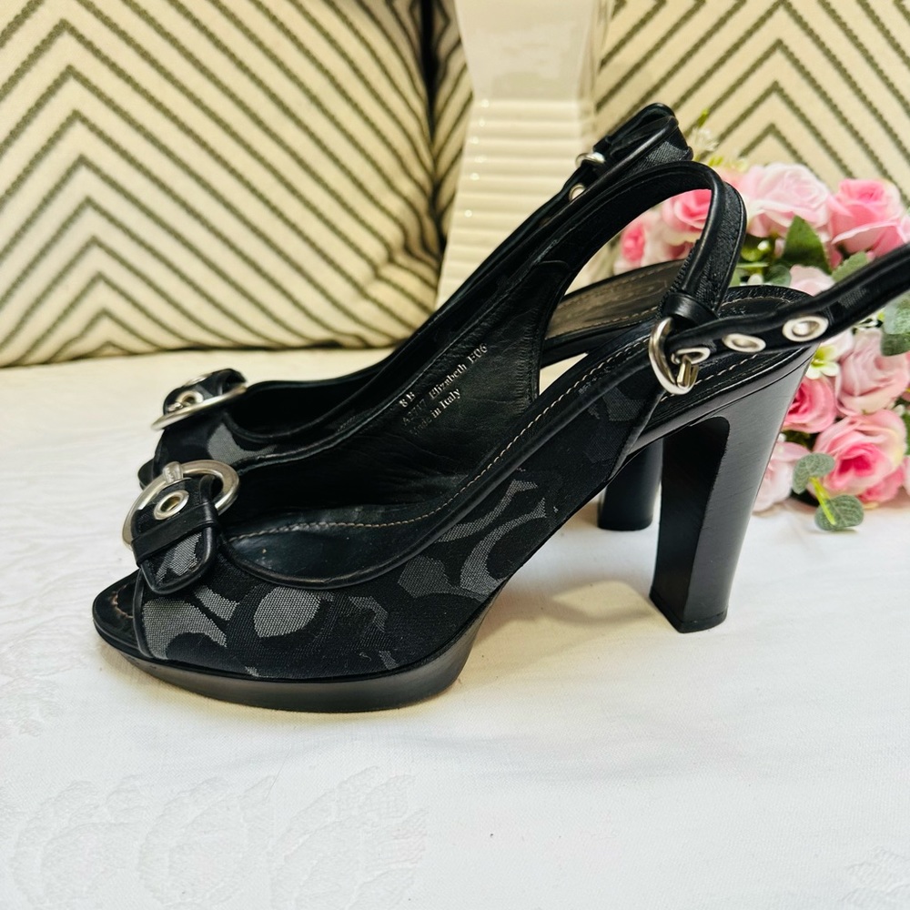 Coach Signature Logo with Black Leather Heel, Size 8 - Picture 7 of 15